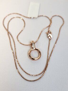 NWT Rose Gold Italy Functional Push Enhancer Bail Necklace Pendant Necklace